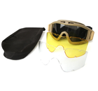 Защитные очки для страйкбола с 3-мя линзами от ветра и пыли Yellow - изображение 5