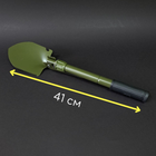 Багатофункціональна похідна лопата туристична тактична з пилкою і компасом 41 см PRO CAMP оливкова АН101 - зображення 1