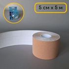 Кинезио тейп лента пластырь для тейпирования колена спины шеи 5 см х 5 м Kinesio Tape бежевый АН463 - изображение 1