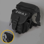 Тактическая сумка на бедро SILVER KNIGHT Военная 28 х 27 см Нейлон Оксфорд 900D Черный (АН229) - изображение 1