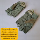Плотные тактические перчатки армейские с открытыми пальцами на липучке для рыбалки охоты PRO TACTICAL оливковые АН8808 размер XL - изображение 3