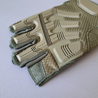 Плотные тактические перчатки армейские с открытыми пальцами на липучке для рыбалки охоты PRO TACTICAL оливковые АН8808 размер XL - изображение 4