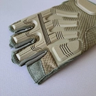 Щільні тактичні армійські рукавички з відкритими пальцями на липучці для риболовлі полювання PRO TACTICAL оливкові АН8808 розмір L - зображення 4