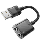 Внешняя звуковая карта HOCO Spirit external sound card for earphone USB to 3.5mm (0.15M, USB, DAC). Black