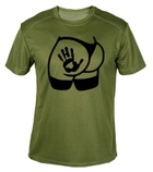 Футболка потоотводящая военная ВСУ с принтом "Попа с отпечатком руки" в оливе M - изображение 1