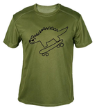 Футболка потоотводящая военная ВСУ с принтом "Динозавр на скейте" в оливе S - изображение 1