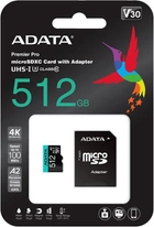 Karta pamięci ADATA MicroSDXC 512 GB + Adapter (AUSDX512GUI3V30SA2-RA1) - obraz 4