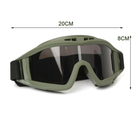 Захисні окуляри для страйкболу від вітру та пилу з 3-ма лінзами Green - зображення 4