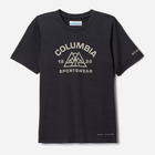 Koszulka młodzieżowa chłopięca Columbia Mount Echo Short Sleeve Graphic Shirt 1989651009 141-149 cm (M) Czarna (195980077262) - obraz 1