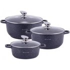 Набір 3 каструлі Kamille Landes Black 2.3л, 4.5л, 6.5л, з двома прихватками (186997)