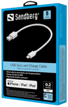 Kabel Sandberg USB Type-A - Apple Lightning 0.2 m White (5705730441196) - obraz 2