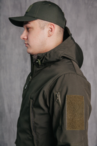 Тактична чоловіча куртка Soft shell на блискавці з капюшоном водонепроникна 2XL олива 00087 - зображення 5