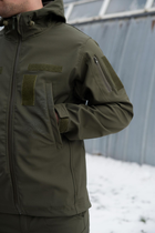 Тактична чоловіча куртка Soft shell на блискавці з капюшоном водонепроникна 2XL олива 00087 - зображення 7