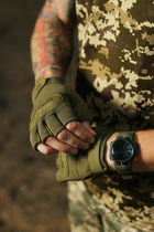 Рукавиці тактичні безпалі Pentagon Duty Mechanic 1/2 Gloves Olive Green XL - зображення 3