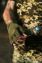 Рукавиці тактичні безпалі Pentagon Duty Mechanic 1/2 Gloves Olive Green XL - зображення 4