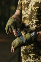 Рукавиці тактичні безпалі Pentagon Duty Mechanic 1/2 Gloves Olive Green L - зображення 6