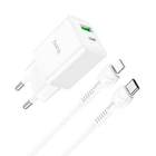 Адаптер сетевой Hoco Type-C to Lightning Cable founder charger set N28 |1USB/1Type-C, 20W/3A, PD/QC| белый