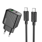 Мережевий зарядний пристрій HOCO CS23A Sunlight dual-port charger Type-C cable 30W Black
