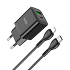 Адаптер сетевой Hoco Type-C to Lightning Cable founder charger set N28 |1USB/1Type-C, 20W/3A, PD/QC| черный