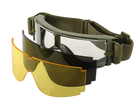 Вентильовані окуляри типу Gogle (набір з 3 лінз) - Olive [P&J] - зображення 1
