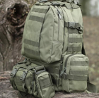 Військово-тактичний рюкзак Molle Assault 55 L+ 3 органайзери, олива (R-20) - зображення 2