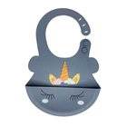 Слинявчик силіконовий "Єдиноріг" Mega Zayka MGZ-0615(Grey) з кишенею