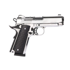 Стартовый пистолет Colt 1911, KUZEY 911-SX#1 Matte Chrome Plating/Black Grips, Сигнальный пистолет под холостой патрон 9мм, Шумовый - изображение 4