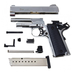 Стартовый пистолет Colt 1911, KUZEY 911-SX#1 Matte Chrome Plating/Black Grips, Сигнальный пистолет под холостой патрон 9мм, Шумовый - изображение 7