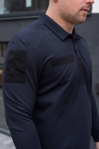 Поло с длинным мужским рукавом для ДСНС с липучками под шевроны темно-синий цвет ткань CoolPass M - изображение 4