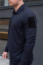 Поло с длинным мужским рукавом для ДСНС с липучками под шевроны темно-синий цвет ткань CoolPass 2XL - изображение 5