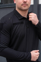Поло с длинным рукавом мужская Police с липучками под шевроны черный цвет ткань CoolPass XL - изображение 5