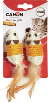 Набір іграшок для котів Camon Cat Toy Сизалеві миші з пір'ям 2 шт (8019808123035) - зображення 1