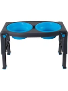 Миска подвійна Dexas Adjustable Height Pet Feeder, з регульованими ніжками, блакитна, 960 мл