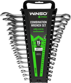 Набор ключей рожково-накидных Winso PRO 15 предметов 6-22 мм Cr-V в пластиковой упаковке 900115 (5907648384385)