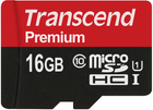 Карта пам'яті Transcend Premium microSDHC 16GB Class 10 UHS-I (TS16GUSDCU1) - зображення 1