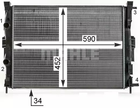 Радіатор охолодження двигуна Megane II/ ScenicII 2.0/1.5D-1.9D 02-, MAHLE/KNECHT (CR41000S)