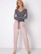 Piżama (longsleeve + spodnie) Aruelle Judy pajama long S Szary/Różowy (5904541434131) - obraz 1