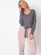 Piżama (longsleeve + spodnie) Aruelle Judy pajama long S Szary/Różowy (5904541434131) - obraz 3