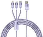 Кабель Baseus StarSpeed 3в1 USB Type C - micro-USB - Lightning 1.2 м Purple (CAXS000005) - зображення 1