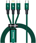Kabel Baseus Rapid 3w1 micro-USB - Lightning - USB Type-C 1.5 m Green (CAMLT-SC06) - obraz 1