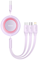Кабель Baseus Bright Mirror 2 3в1 micro-USB - Lightning - USB Type C 1.1 м Purple (CAMJ010005) - зображення 1
