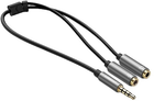 Kabel Ugreen mini jack 3.5 mm - 2 x mini jack 3.5 mm 0.2 m Black (6957303836192) - obraz 1