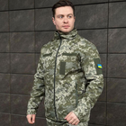 Мужская Водоотталкивающая Куртка Soft Shell на микрофлисе с липучками для шевронов пиксель размер M - изображение 1