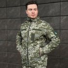 Мужская Водоотталкивающая Куртка Soft Shell на микрофлисе с липучками для шевронов пиксель размер M - изображение 3