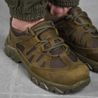 Мужские кожаные кроссовки с сетчатыми вставками олива размер 41 - изображение 3