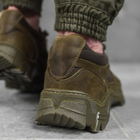 Мужские кожаные кроссовки с сетчатыми вставками олива размер 41 - изображение 4