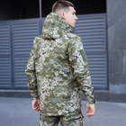 Чоловіча Куртка Soft Shell зі знімним капюшоном + Подарунок Шеврон "Прапор України" піксель розмір S - зображення 5