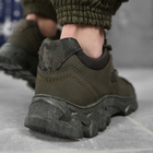 Мужские кожаные кроссовки с вставками текстиля олива размер 44 - изображение 4