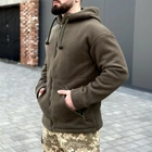 Чоловіча флісова куртка з капюшоном хакі розмір 5XL - зображення 2