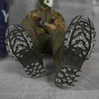 Мужские кожаные кроссовки с вставками текстиля олива размер 41 - изображение 5